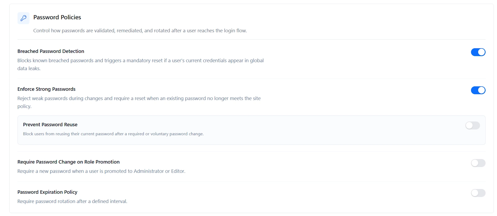 securewp password policy settings