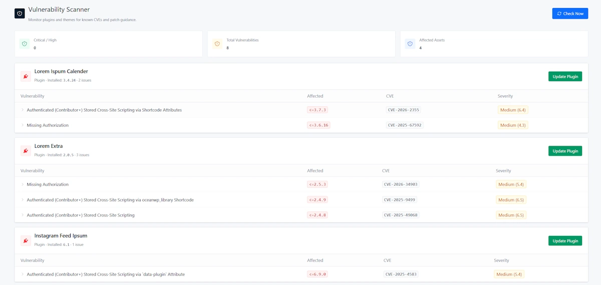 Securewp Vulnerability Checker